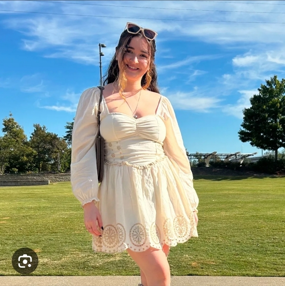 American Eagle Cream Cotton Lace Mini Dress Sz M